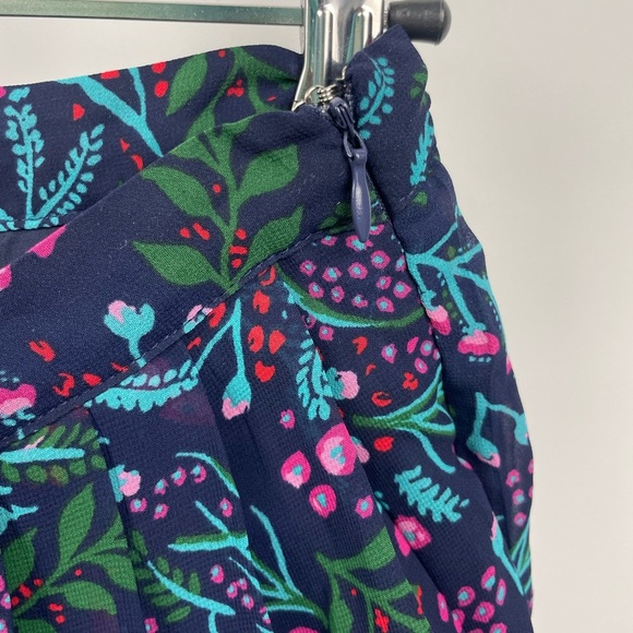 ModCloth Navy Pleated Multicolor Floral Lined Skirt - Picture 7 of 7